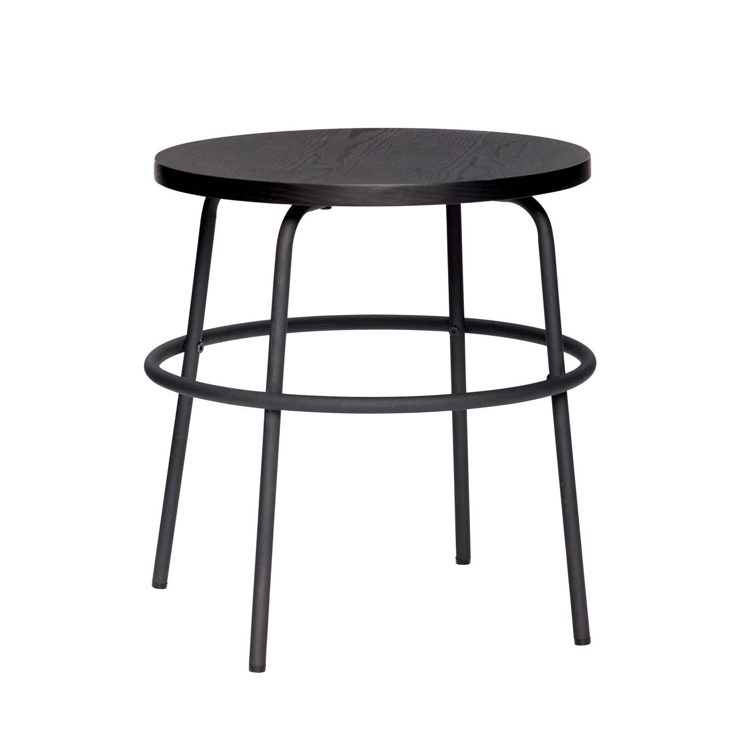 Hübsch Hübsch Sidebord - Sort Asketræ Og Metal, Rundt (Ø 45) Dagligstue