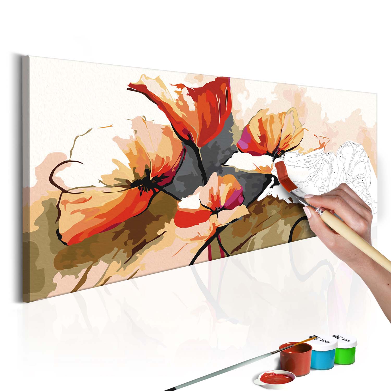 ARTGEIST DIY lærred maleri - Delicate Poppies, Motiv af blomster 100x40 thumbnail
