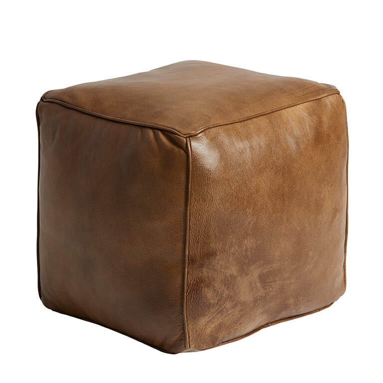 Fuhrhome St. Thomas Puf, Patina - Bøffel Læder (45X45) - Unika Dagligstue
