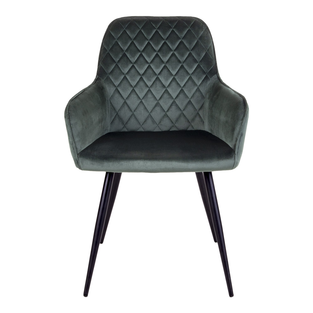 House Nordic Harbo Spisebordsstol - Grøn Velour Og Metal, M. Armlæn Spisestue