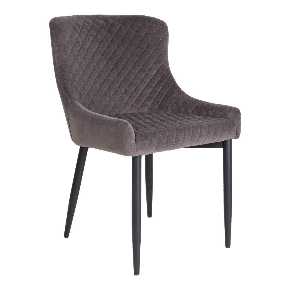 House Nordic Boston Spisebordsstol - Grå Velour Og Sort Metal Spisestue