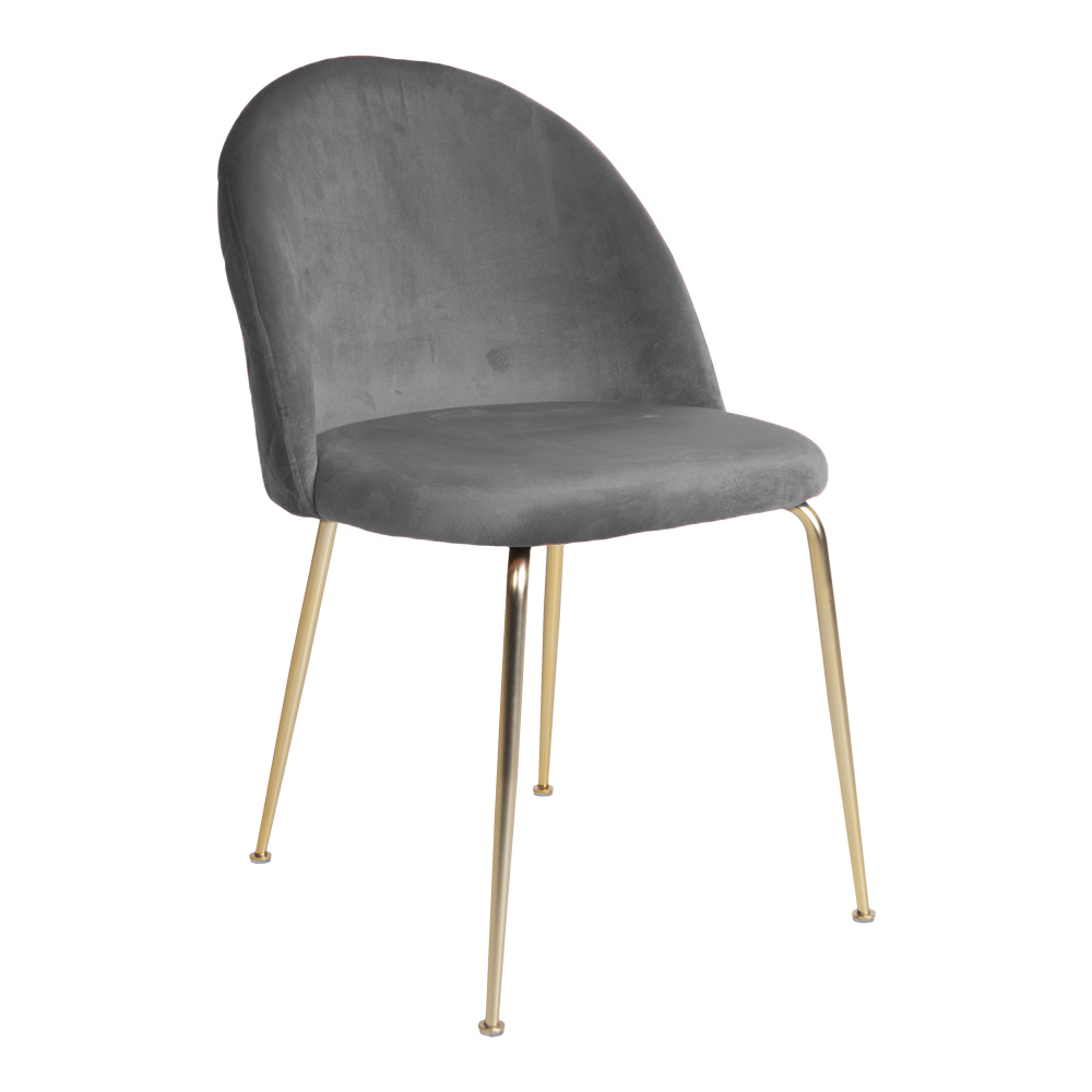 House Nordic Geneve Spisebordsstol - Grå/Messing Velour/Stål Spisestue