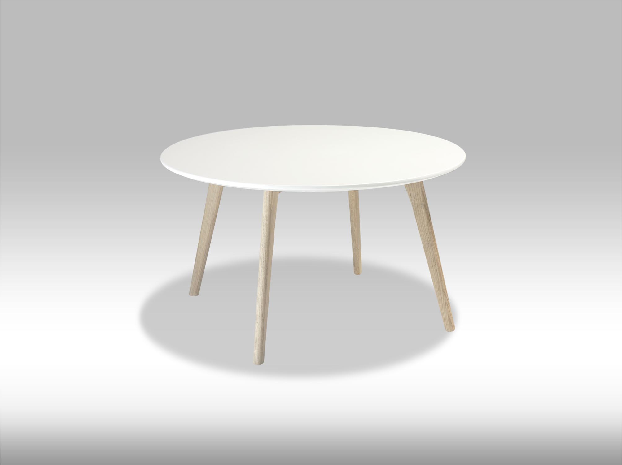 Moderne rundt sofabord med hvid bordplade