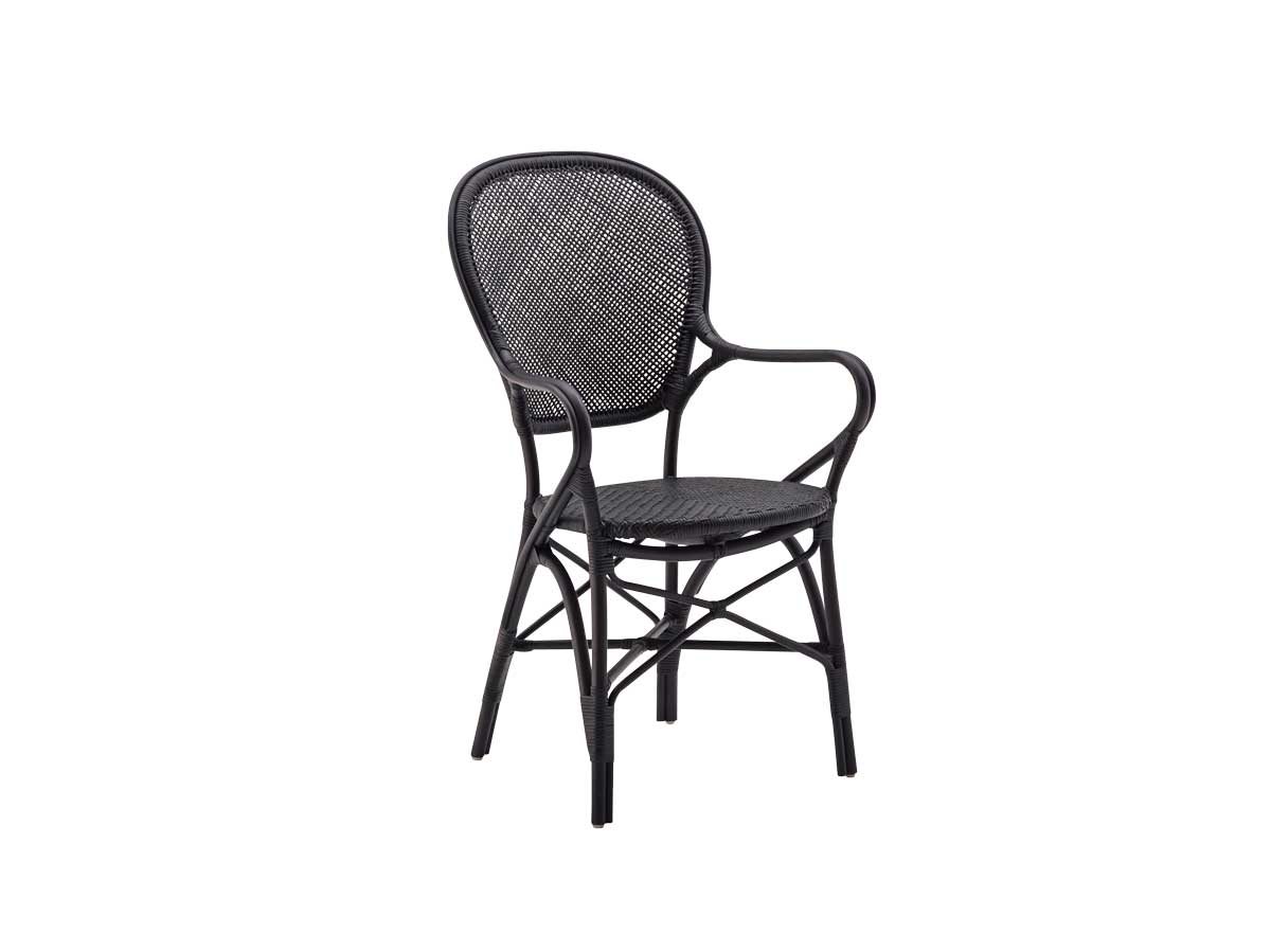 Sika Design Rossini Spisebordsstol - Sort Rattan, M. Armlæn Spisestue