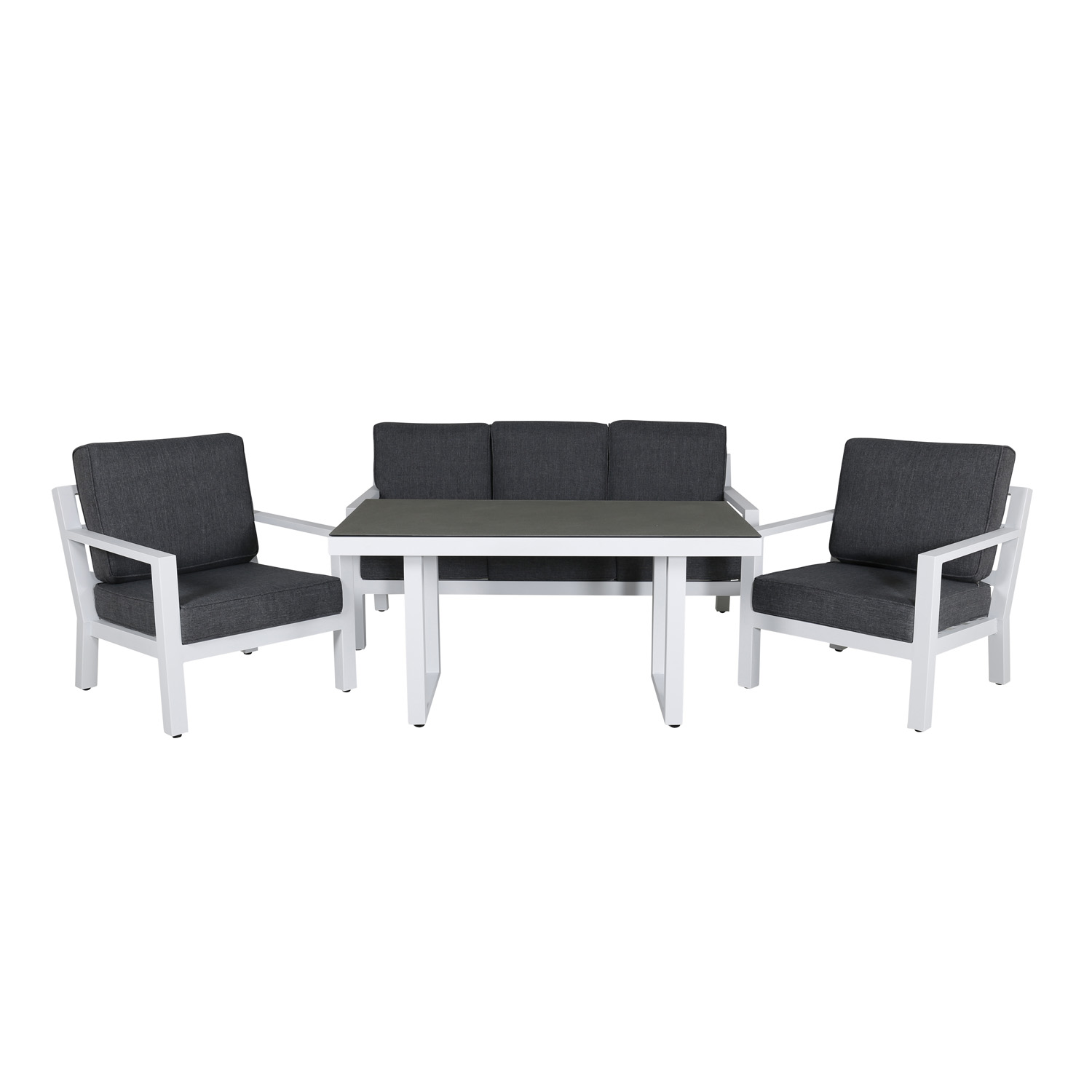 Venture Design Barcelona Sofasæt - Grå Hynder, Glas Og Hvid Aluminium Terrasse & Have