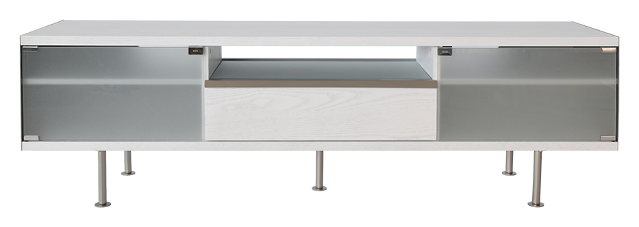 Rge Frank Tv-Bord - Hvid/Naturfarvet Træ, M. Skuffe Og Glashylde, Uden Hjul, (50X167Cm) Dagligstue