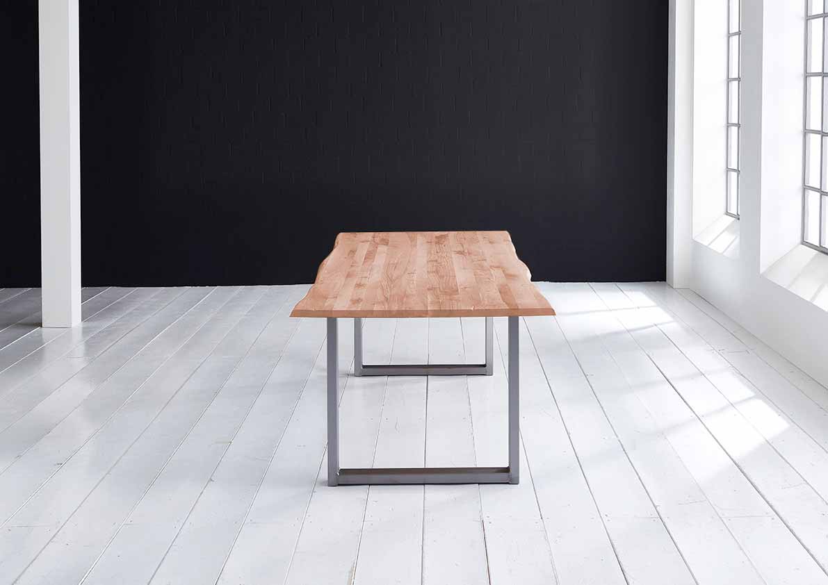 Bodahl, Concept 4 You plankebord - eg, m. barkkant og Manhattan ben, m. udtræk (180-260x100) 3 cm 180 x 100 cm 03 = white wash Billede af Bodahl, Concept 4 You plankebord - eg, m. barkkant og Manhattan ben, m. udtræk (180-260x100) 3 cm 180 x 100 cm 03 = white wash