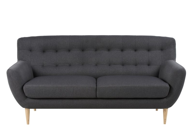 Oswald 3 Pers. Sofa - Antracitgrå Stof M. Træben