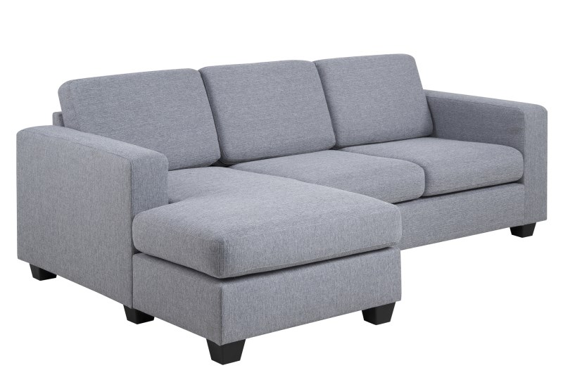 Wyoming 2 Pers. Sofa - Lysegrå Stof, M. Chaise I Venstre Dagligstue