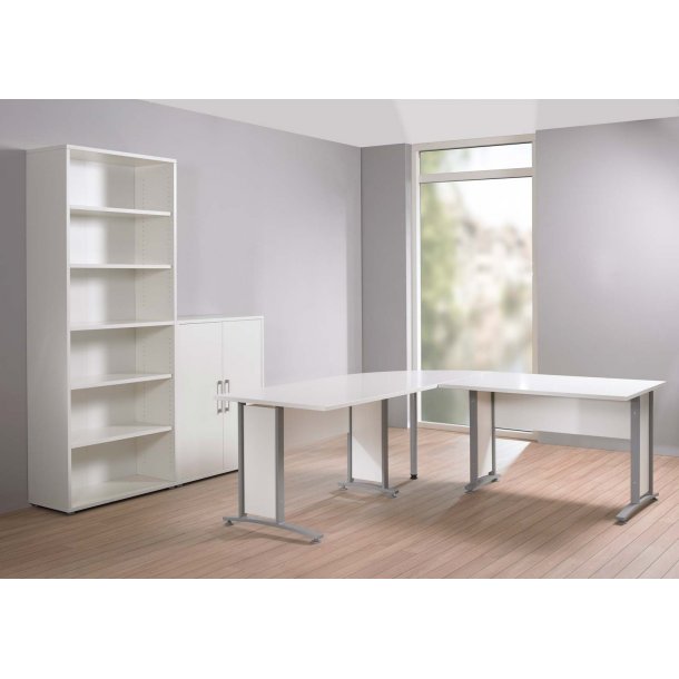 Prima stort skrivebord hvid/sølvgrå stål. super elegant Skabe til stuen