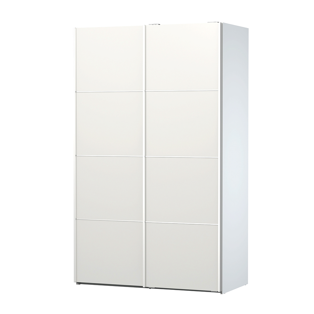 Verona Skydedørsskab - Hvid Træ, 2 Smalle Skydedøre, M. Hylder