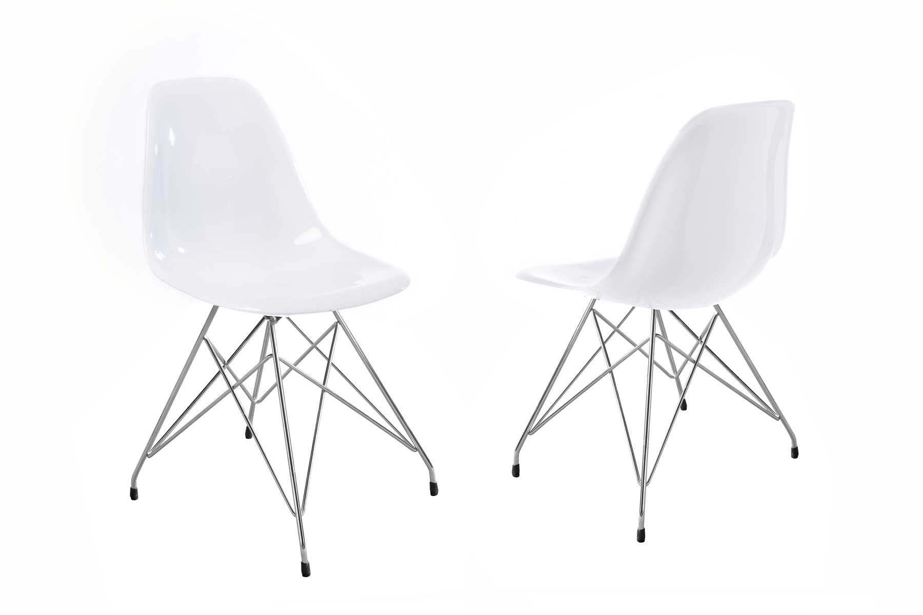 Moderne og enkel crystal stol i hvid plastisk med ben i krom