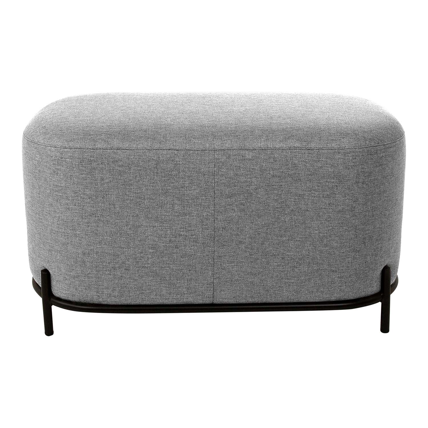 Canett Rektangulær Sit Puf - Grå Polyester Og Sort Metal (82X42) Dagligstue