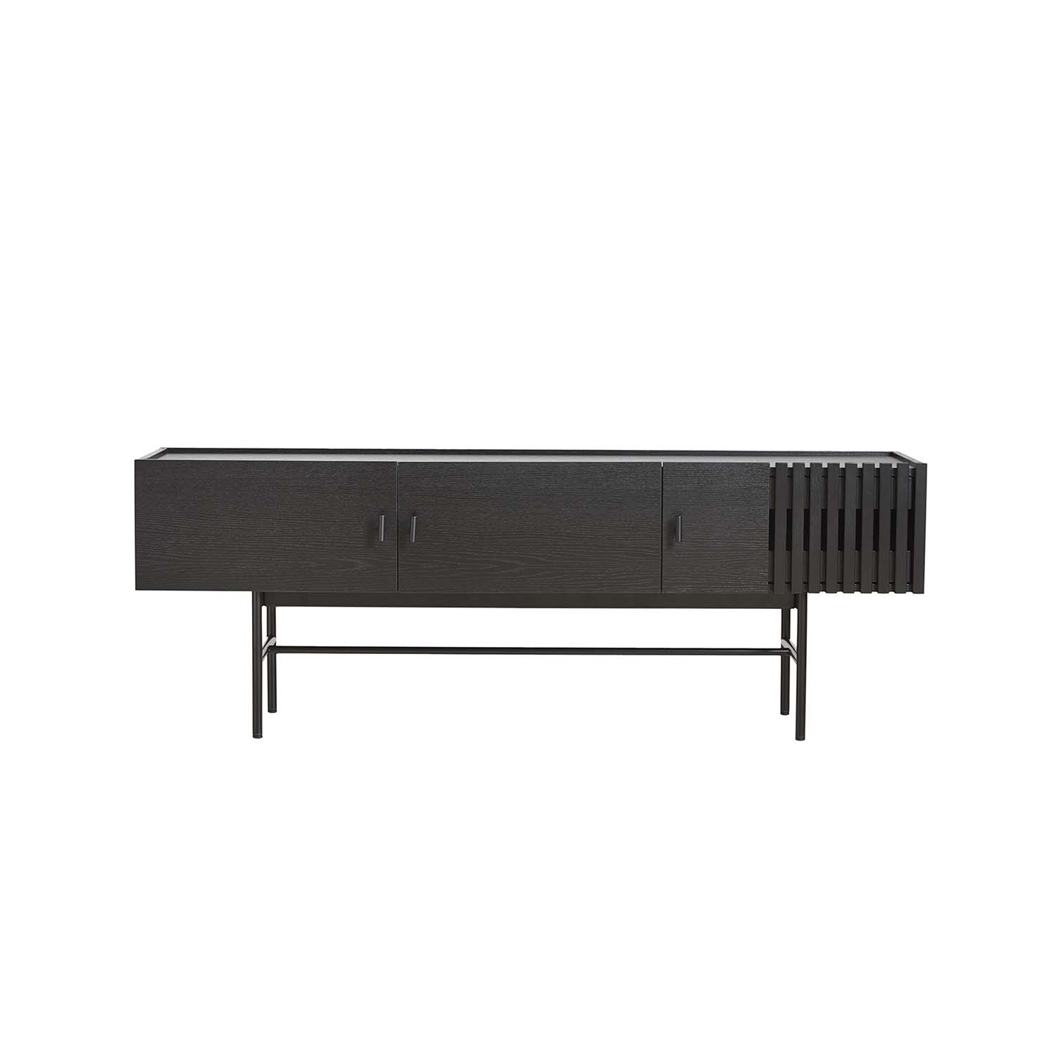 Woud Array Low Skænk, M. 3 Låger - Sort Egetræ Og Metal (150X37)