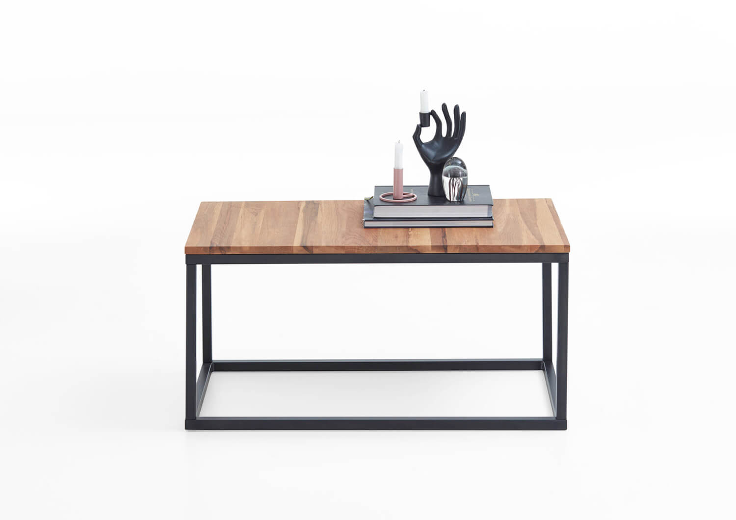 Bodahl Bodahl Nobel Sidebord - Massiv Olieret Egetræ M. Sorte Metalben Rektangulær 74,5X38,2 Dagligstue
