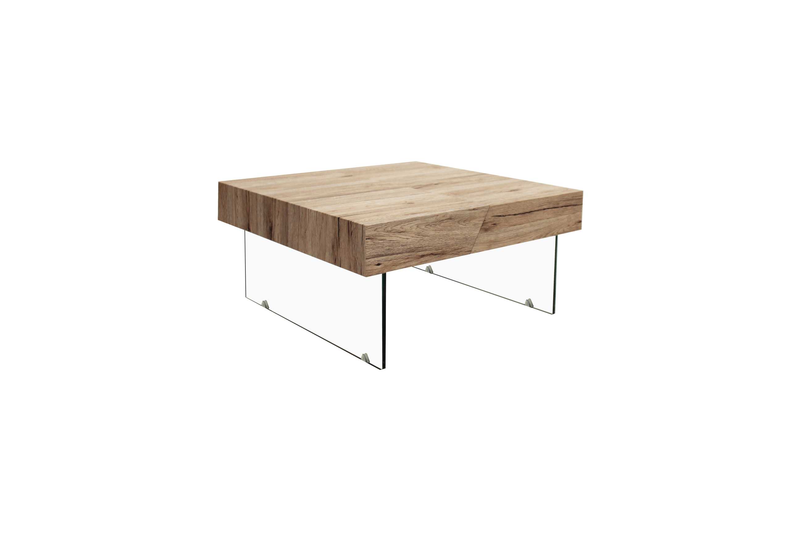 Canett Toronto Sofabord - Natur Træ Og Hærdet Glas, M. Opbevaring, Kvadratisk (75X75)