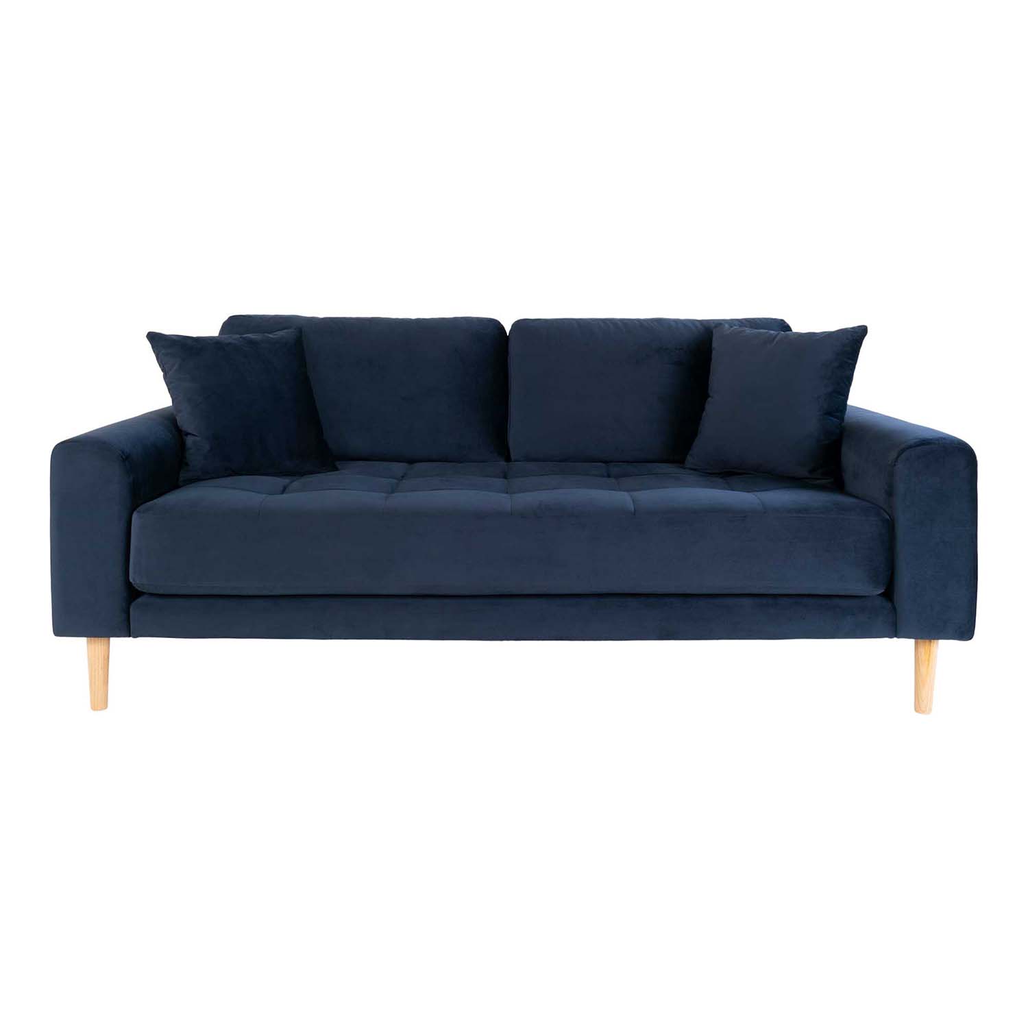 House Nordic House Nordic Lido 2, 5 Pers Sofa - Mørkeblå Velour Og Natur Træ Dagligstue