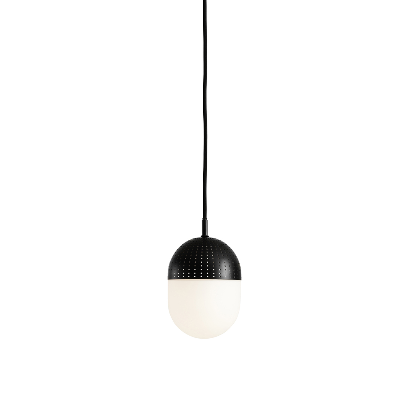 Woud Woud Dot Loftlampe Medium - Opal/Sort Glas/Metal, Rund (Ø12) Belysning