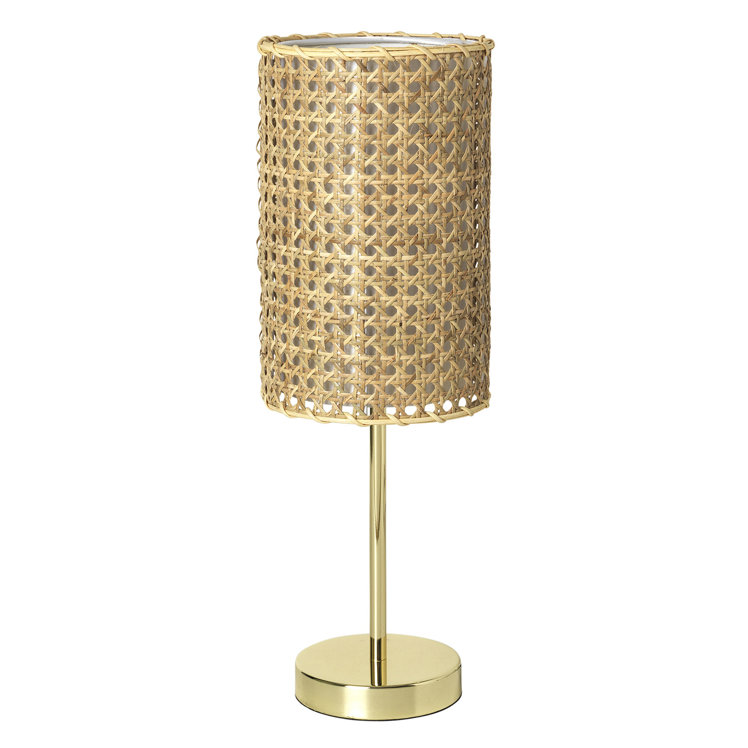 Broste Copenhagen Ruben Bordlampe - Natur Rattan Og Guld Metal Belysning