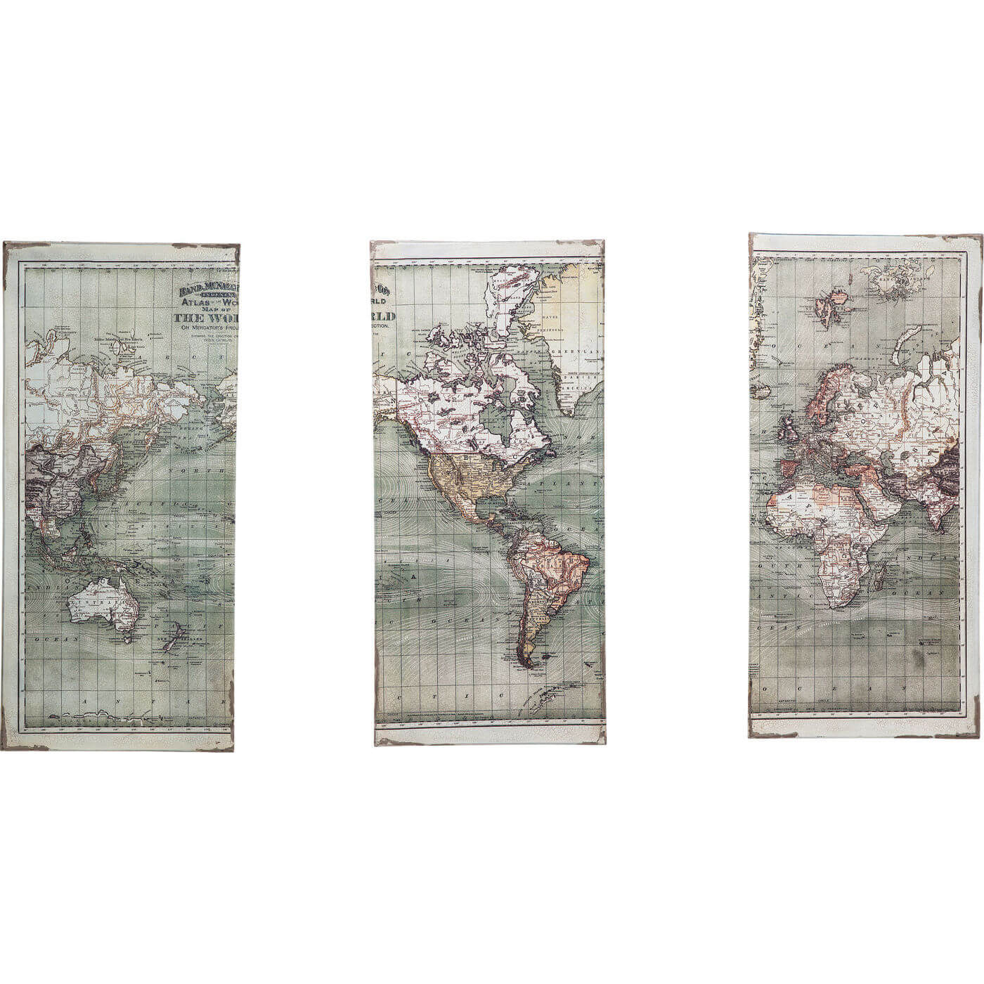 Kare Design Plakat, Triptychon Map - Multifarvet Mdf Træ, (120X118Cm) Boligtilbehør