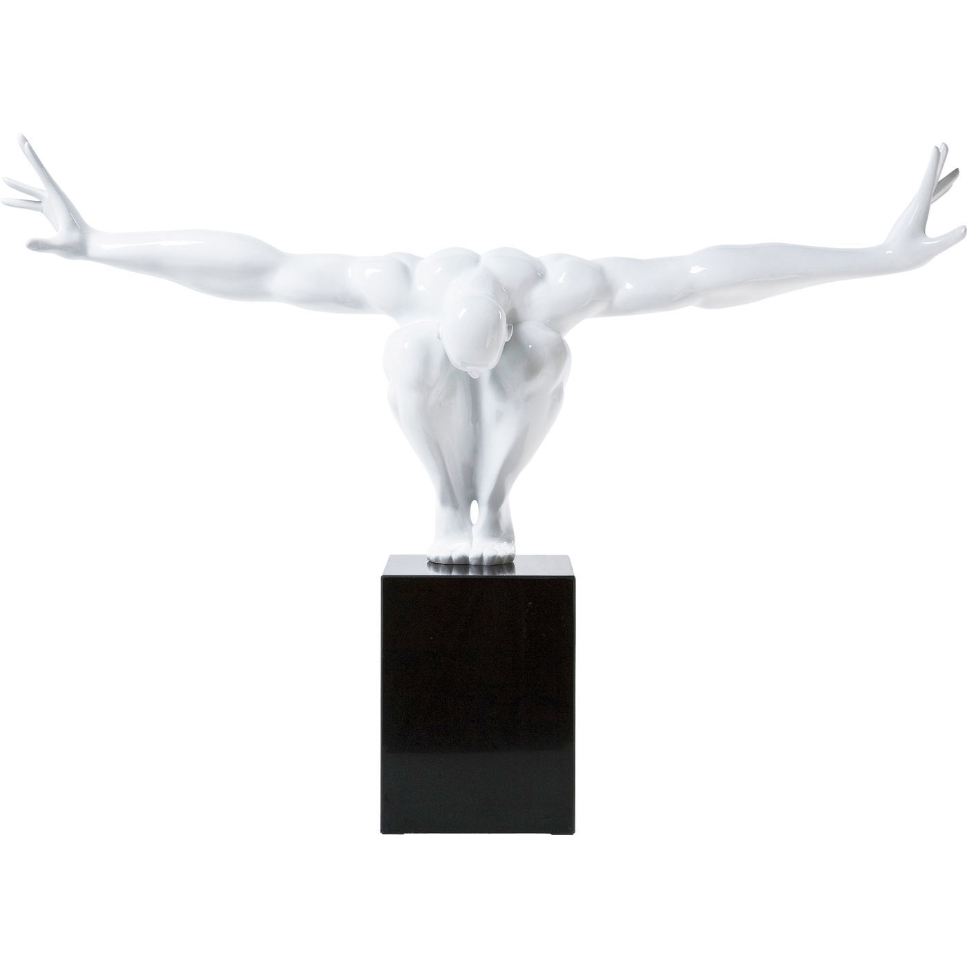 Kare Design Skulptur, Athlet White - Hvid/Sort Glasfiber Og Marmor, (52X75Cm)