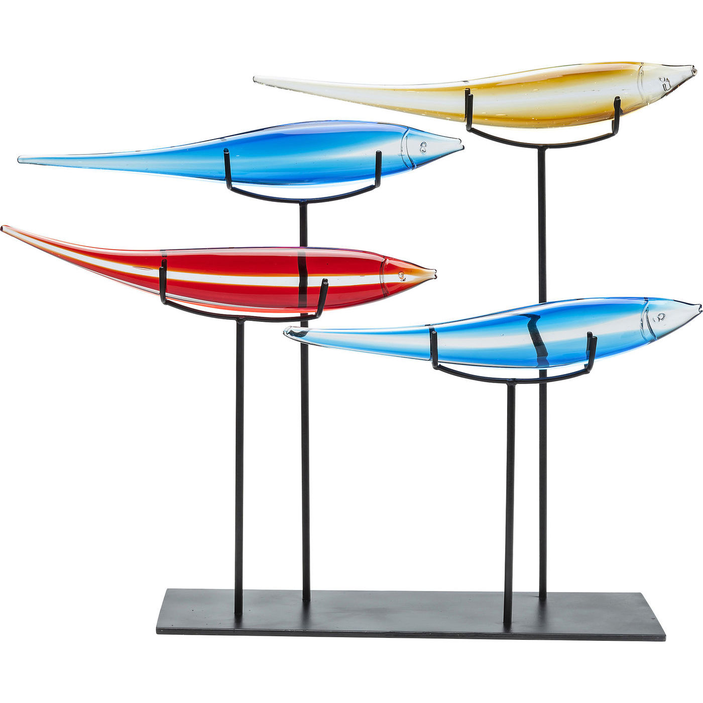 Kare Design Skulptur, Pesce Colore - Rød/Gul/Sort Metal Og Glas, (46X44Cm)