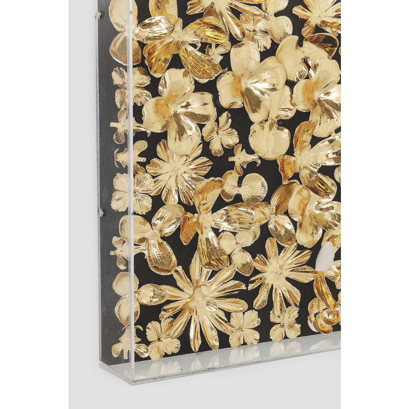 Kare Design Kare Design Vægdeko, Gold Flower - Guld, Akryl, Stof, Papir Og Mdf Træ, M. Ramme, (120X120Cm) Boligtilbehør