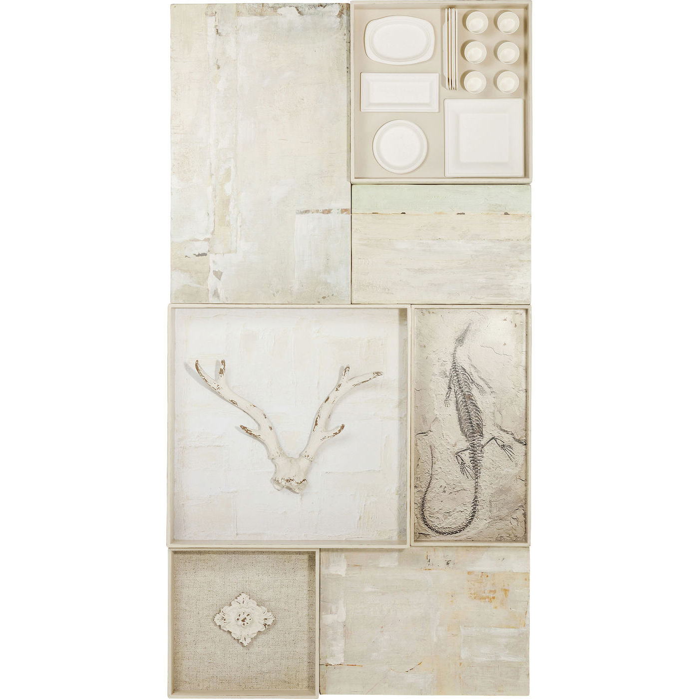 Kare Design Nature Skull Vægdekoration - Creme Træ/Stål (230X120) Boligtilbehør