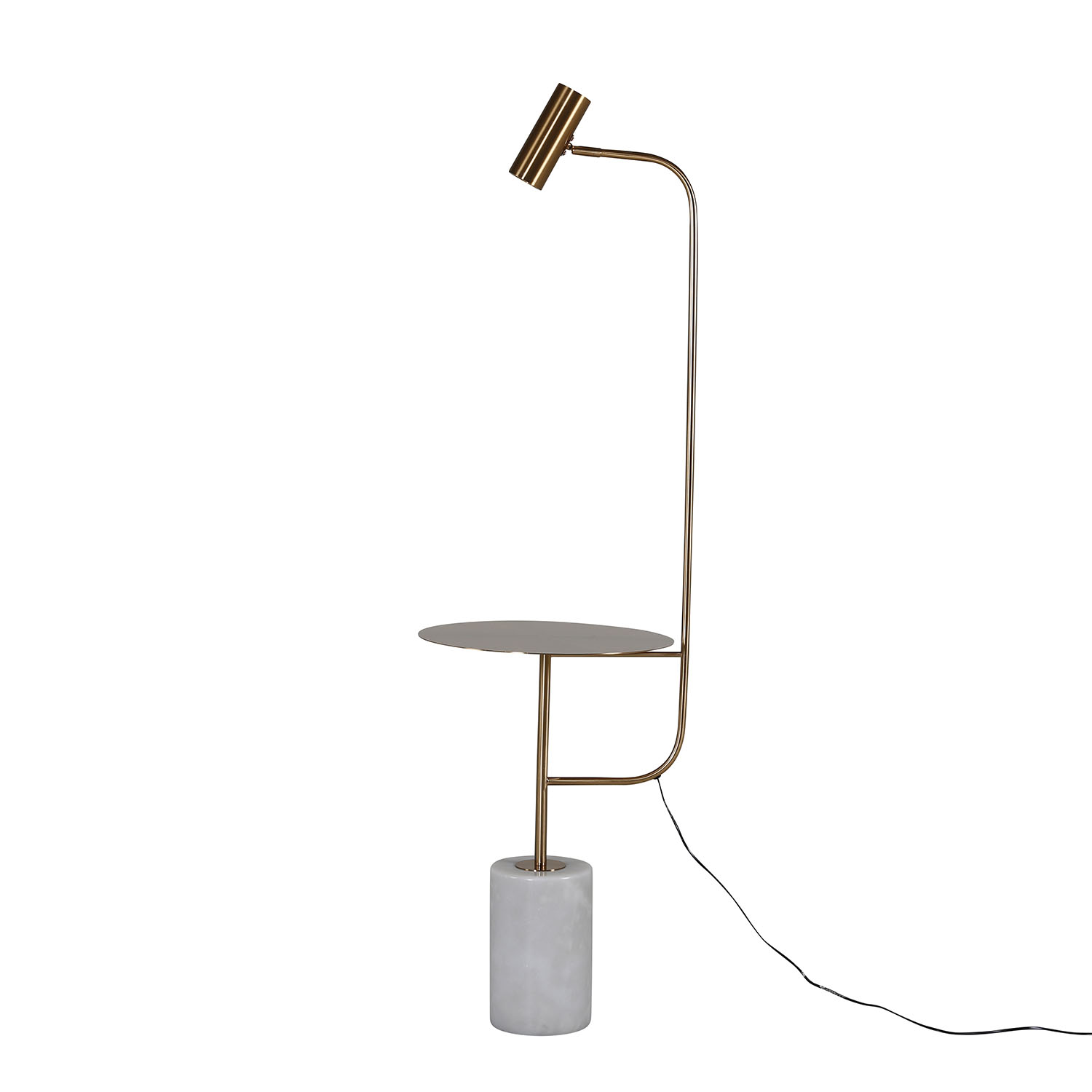 Venture Design Venture Design Vega Sidebord M. Lampe - Hvidt Marmor Og Messingfarvet Metal (Ø 40) Dagligstue