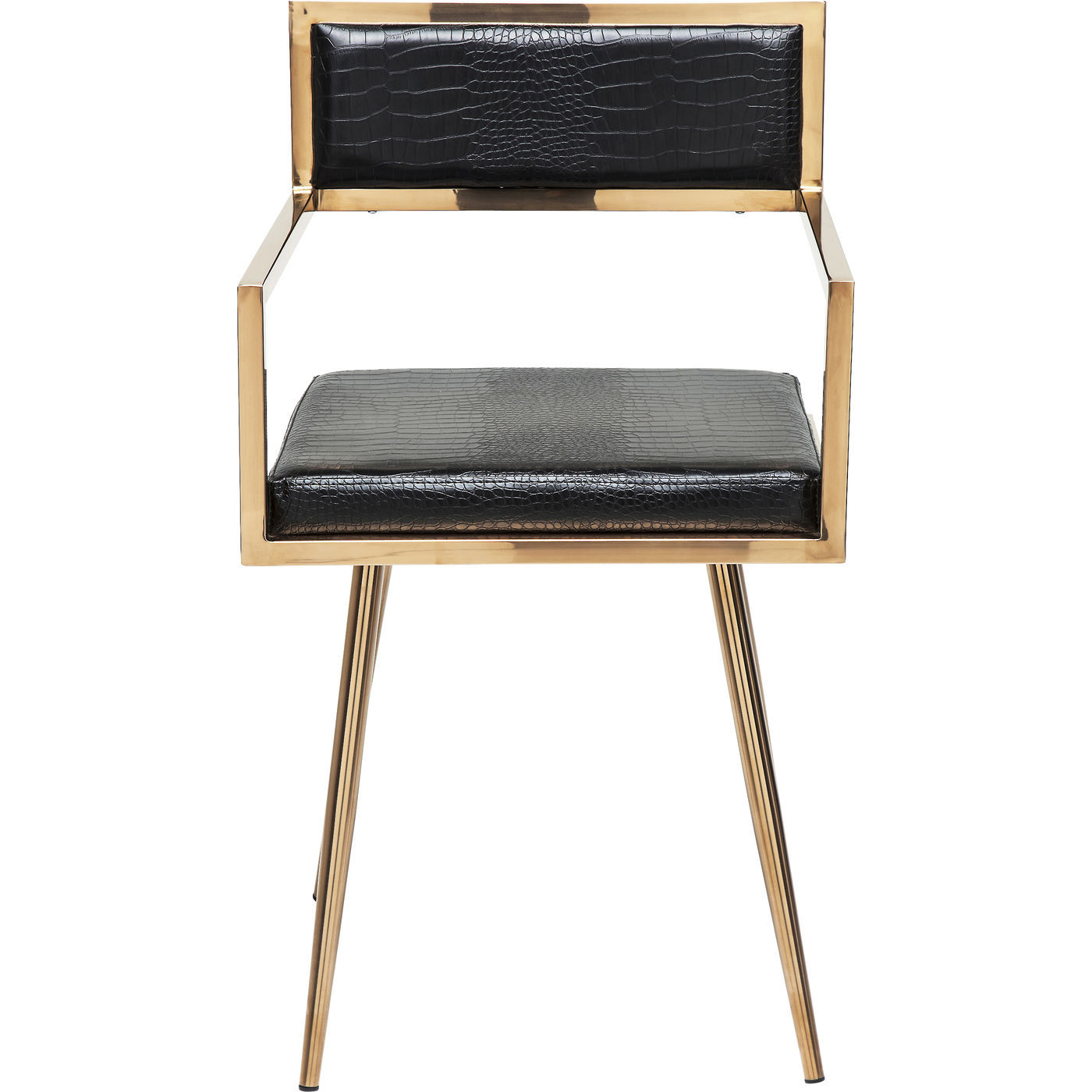 Kare Design Jazz Rosegold Spisebordsstol - Guld Stål Og Sort Kunstlæder, M. Armlæn Kare Design