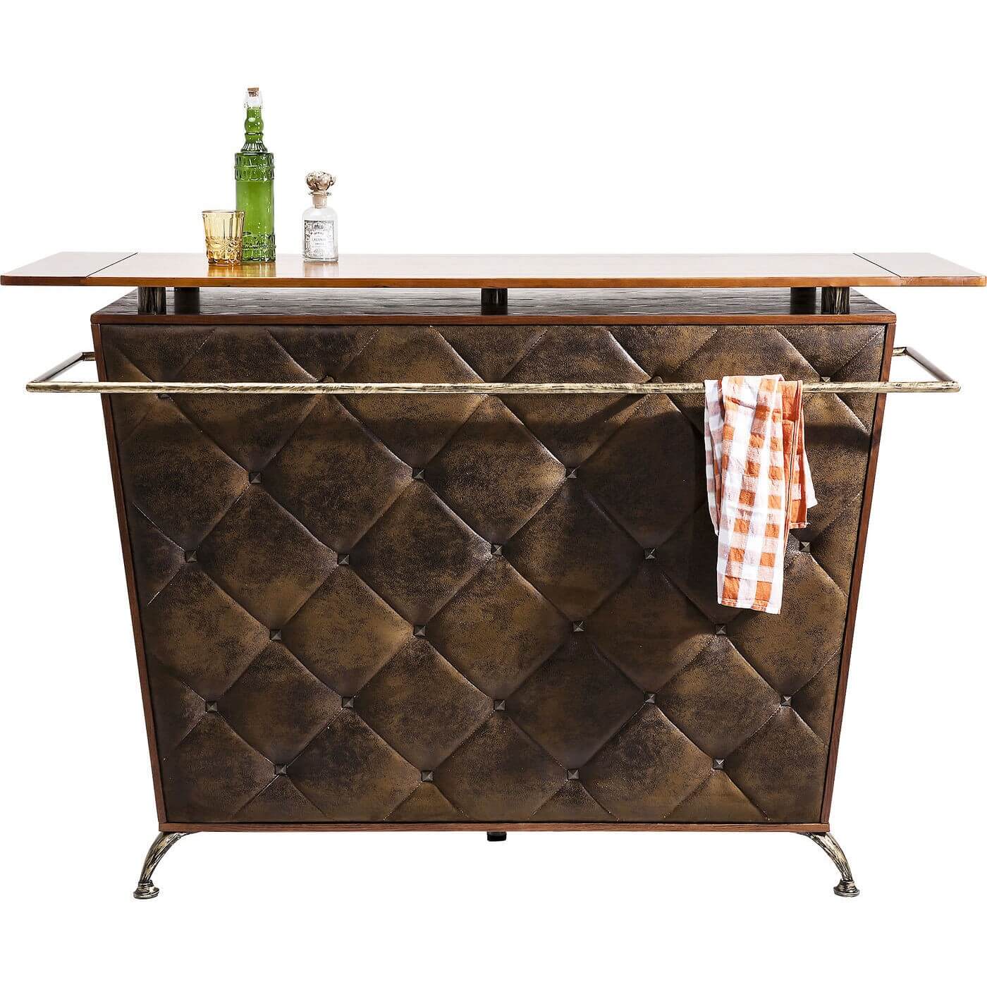Kare Design Kare Design Lady Rock Deluxe Vintage Barskab - Brunt Polyester/Natur Birk Og Stål Dagligstue