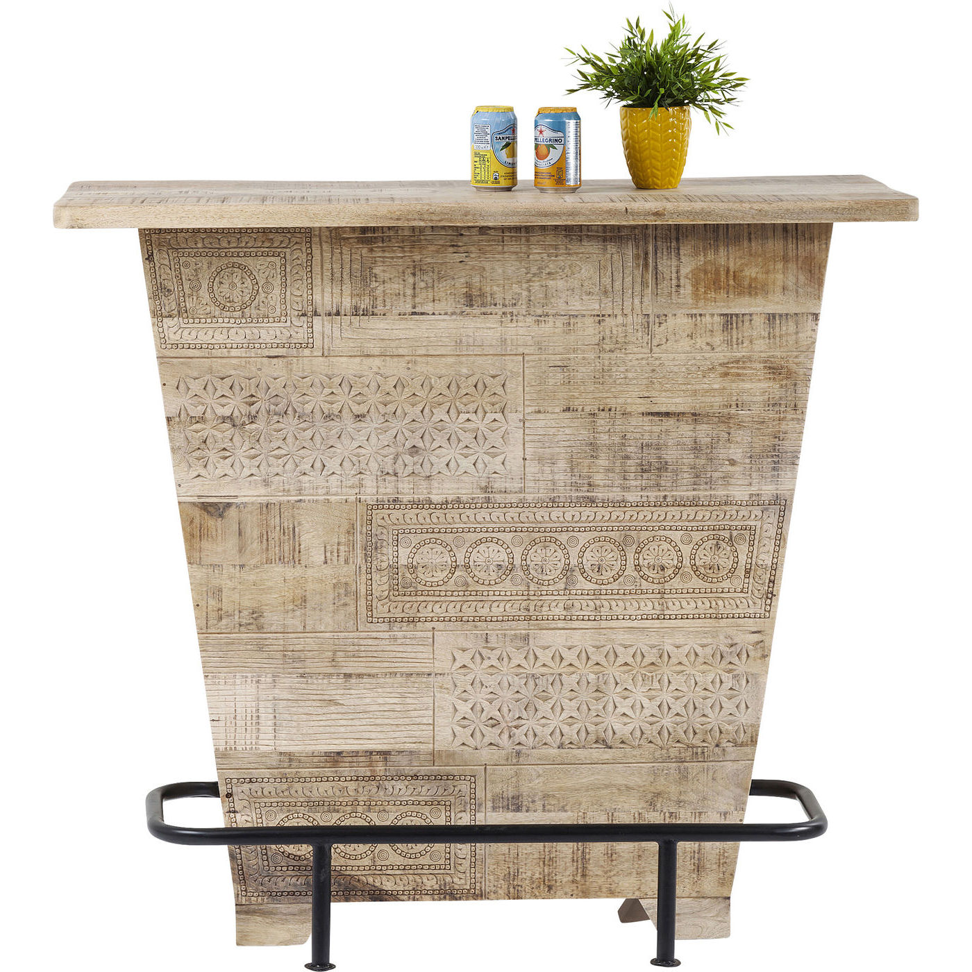 Kare Design Puro Barskab - Natur Mangotræ/Sort Stål, M. Hylder Dagligstue