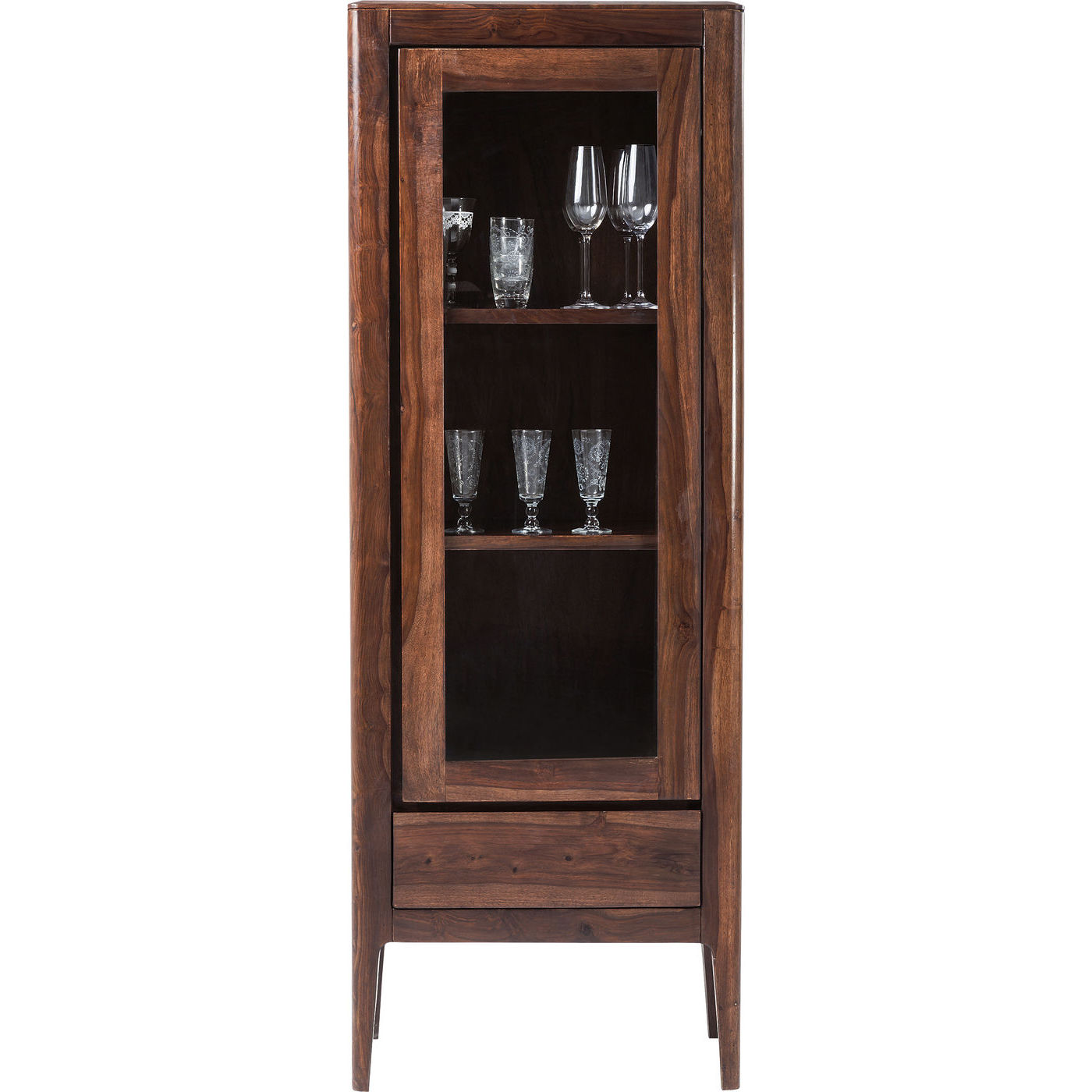 Kare Design Brooklyn Walnut Display Vitrineskab - Valnøddebrun Sheesham/Palisander, 1 Låge, 1 Skuffe Spisestue
