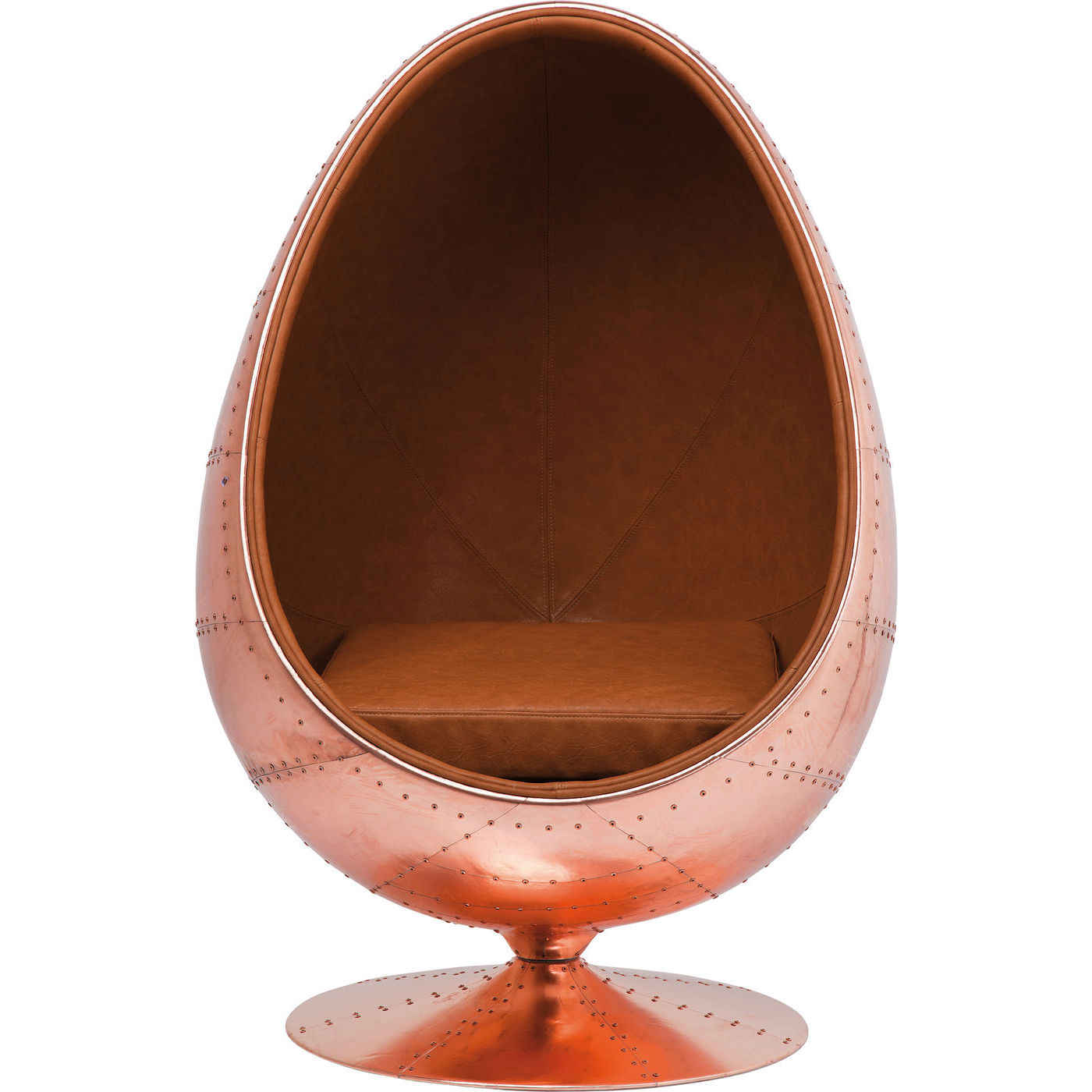 Kare Design Eye Ball Copper Drejestol - Brunt Kunstlæder Og Kobber