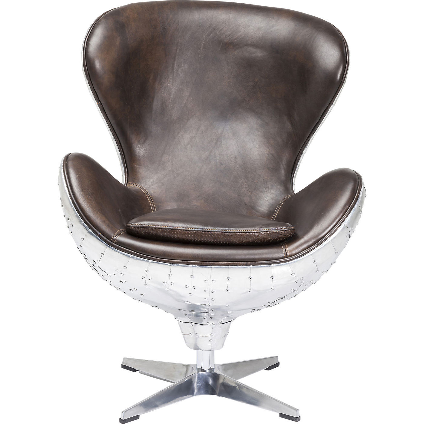 Kare Design Kare Design Soho Big Boss Brown Drejestol - Brunt Skind Og Aluminium Dagligstue