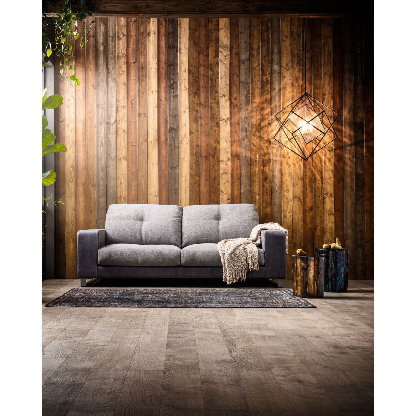 Skammel, snag gunmetal med mange farver. træstamme look Træstamme bord