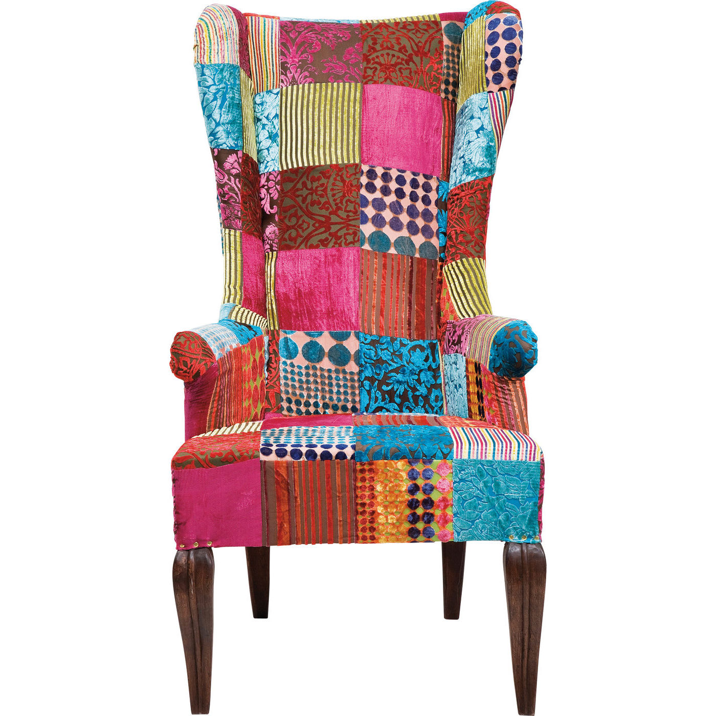 Kare Design Patchwork Velvet Hvilestol - Multifarvet Stof, M. Armlæn Hvilestole