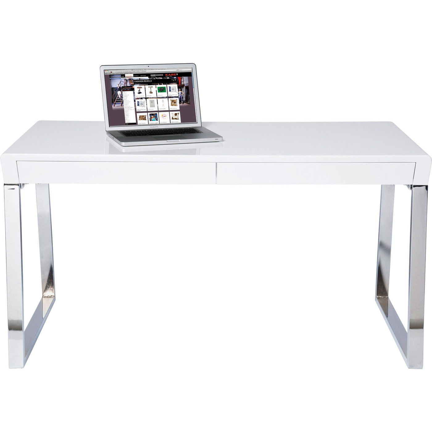 Kare Design Solution Skrivebord - Hvidlakeret Træ, M. 2 Skuffer Kontor