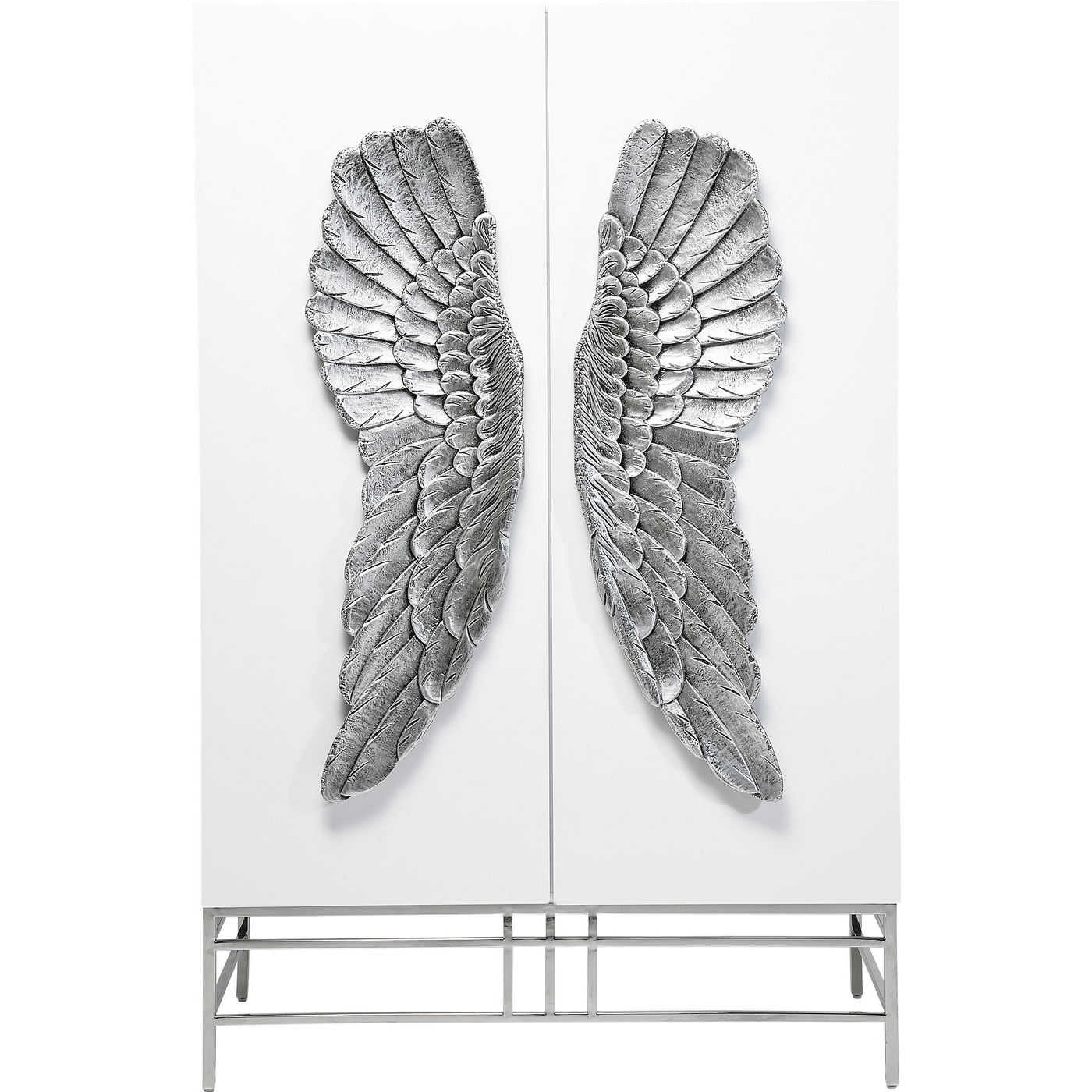 Kare Design Kare Design Showtime Wings Skab - Hvid Træ, M. 2 Låger M. Sølv Dekoration Spisestue