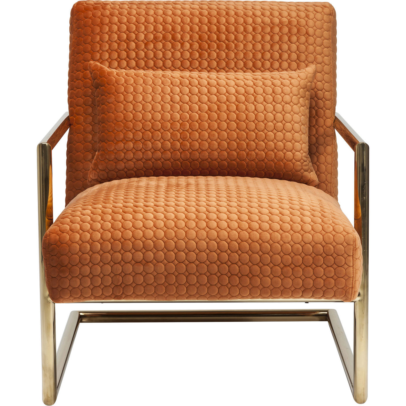 Kare Design Living Vegas Hvilestol - Orange Stof Og Guld Stål, M. Armlæn Og Pude