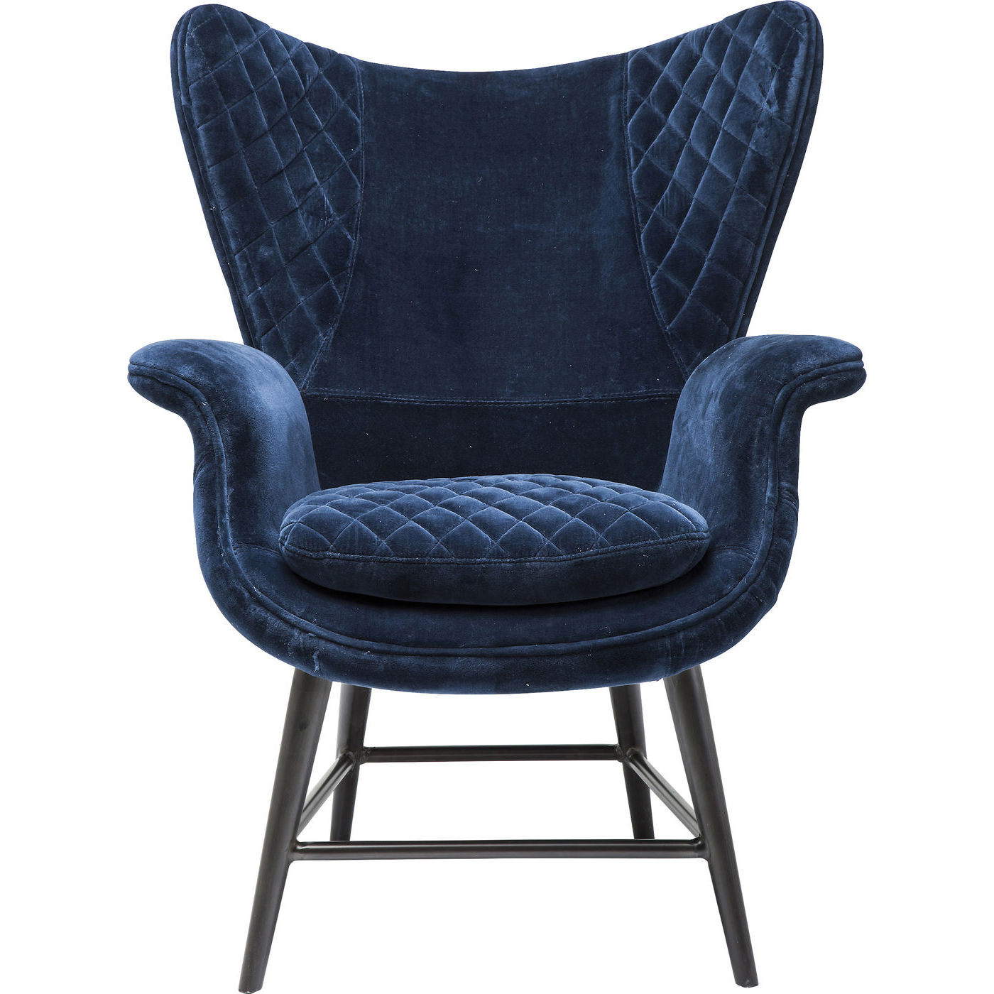 Kare Design Tudor Blue Velvet Hvilestol - Blå Fløjl, M. Armlæn