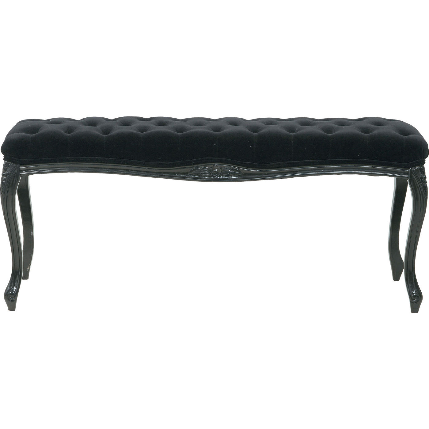 Kare Design Opulence Black Bænk - Sort Fløjl Og Sort Træ Spisestue