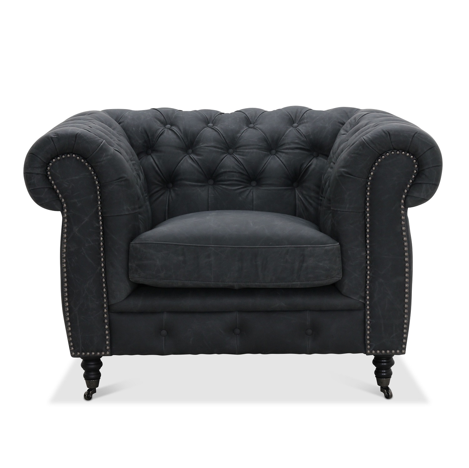 Haga Gruppen Cambridge Chesterfield Stol - Sort Vintage Læder Hvilestole
