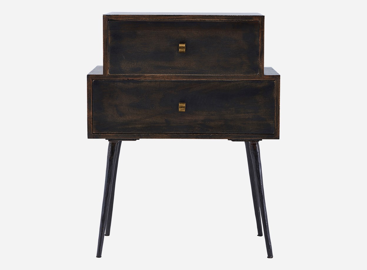 House Doctor Club Black Stain Kommode - Naturfarvet Mdf Træ, 2 Skuffer, (80X40Cm) Soveværelse