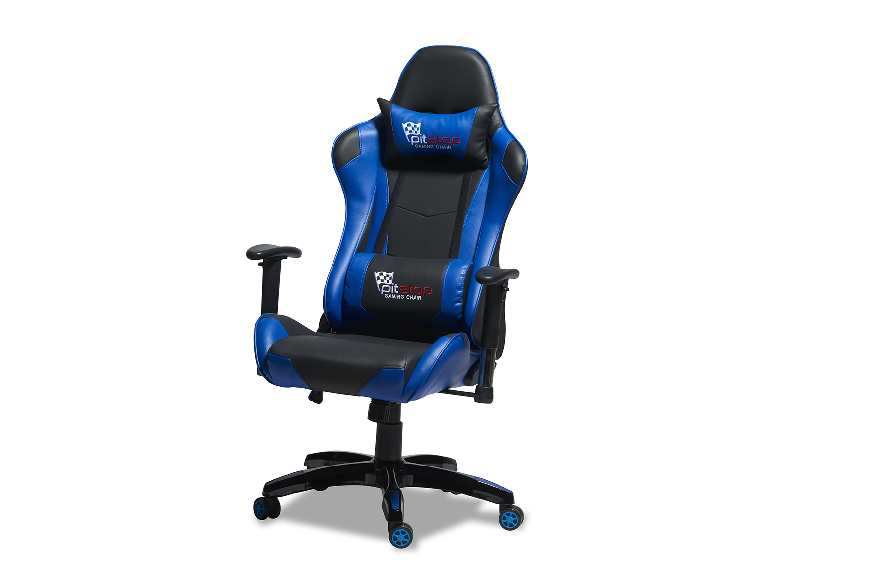 Gaming Stol - Sort/Blå Kunstlæder, Med Armlæn