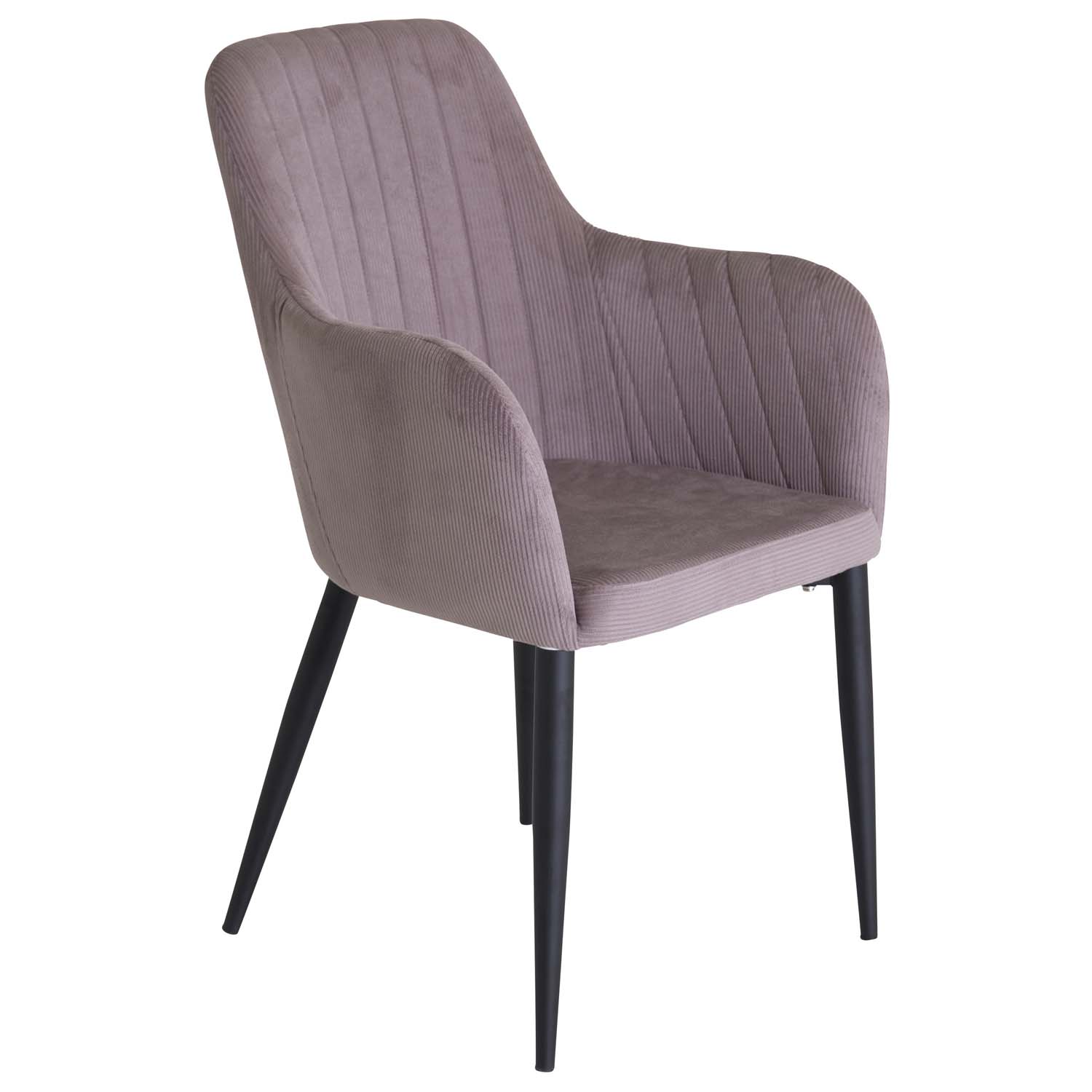 Venture Design Venture Design Comfort Spisebordsstol, M. Armlæn - Dusty Pink Fløjl Og Sort Metal Spisestue