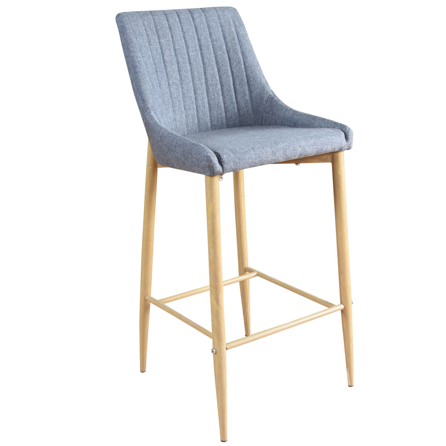 Venture Design Plaza Barstol, M. Ryglæn Og Fodstøtte - Mørkegrå Polyester Og Natur Metal
