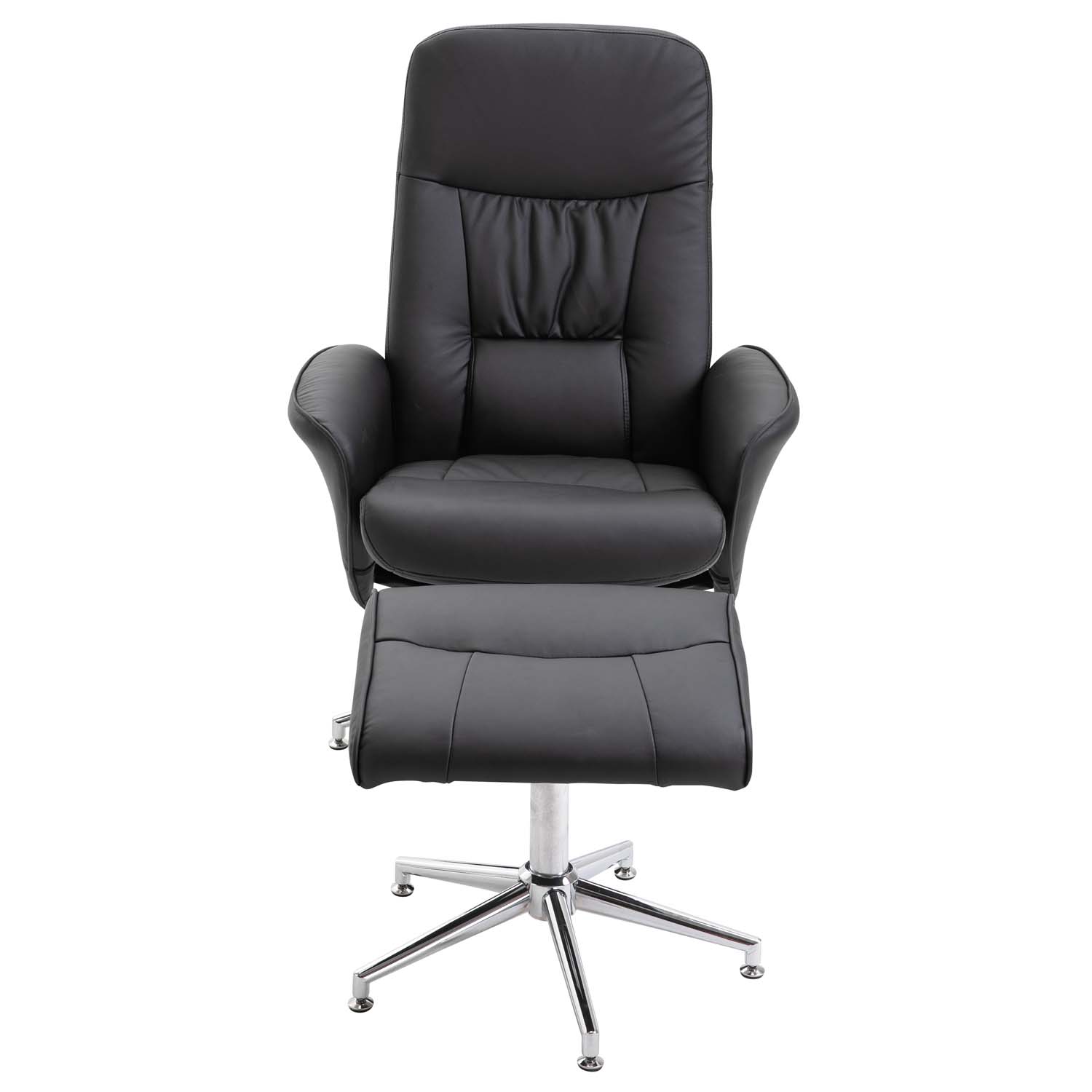 Venture Design Rolf Recliner Lænestol, M. Fodskammel - Sort Pu Og Krom Metal