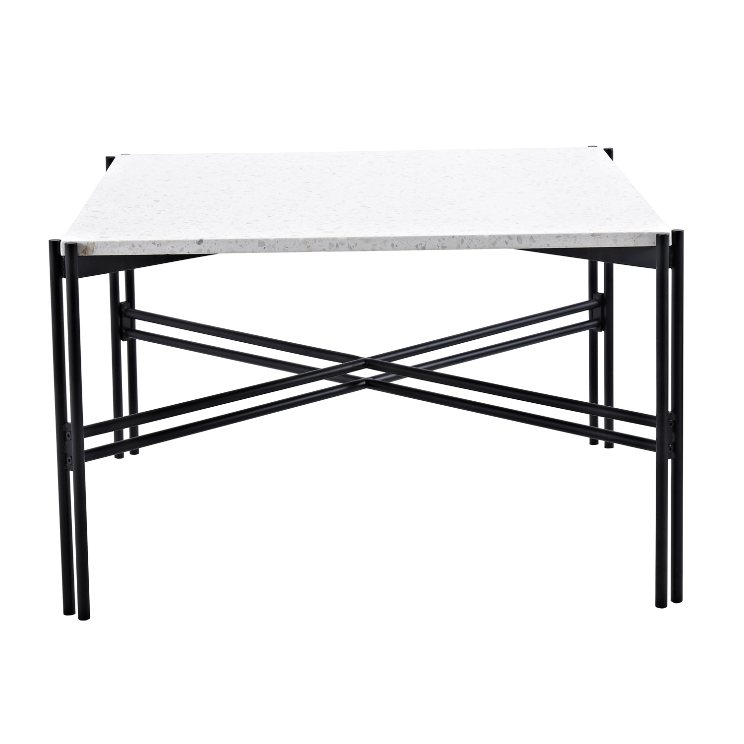 Venture Design Razzia Sofabord - Hvid Terrazzo Og Sort Metal (75X75) Dagligstue