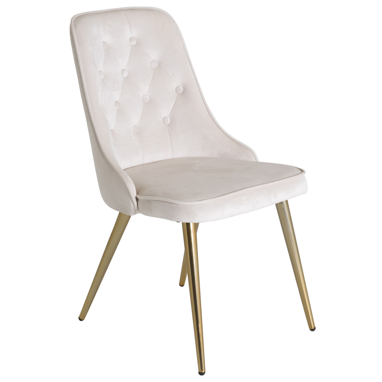 Venture Design Velvet Deluxe Spisebordsstol, M. Armlæn - Beige Velour Og Messing Metal Spisestue